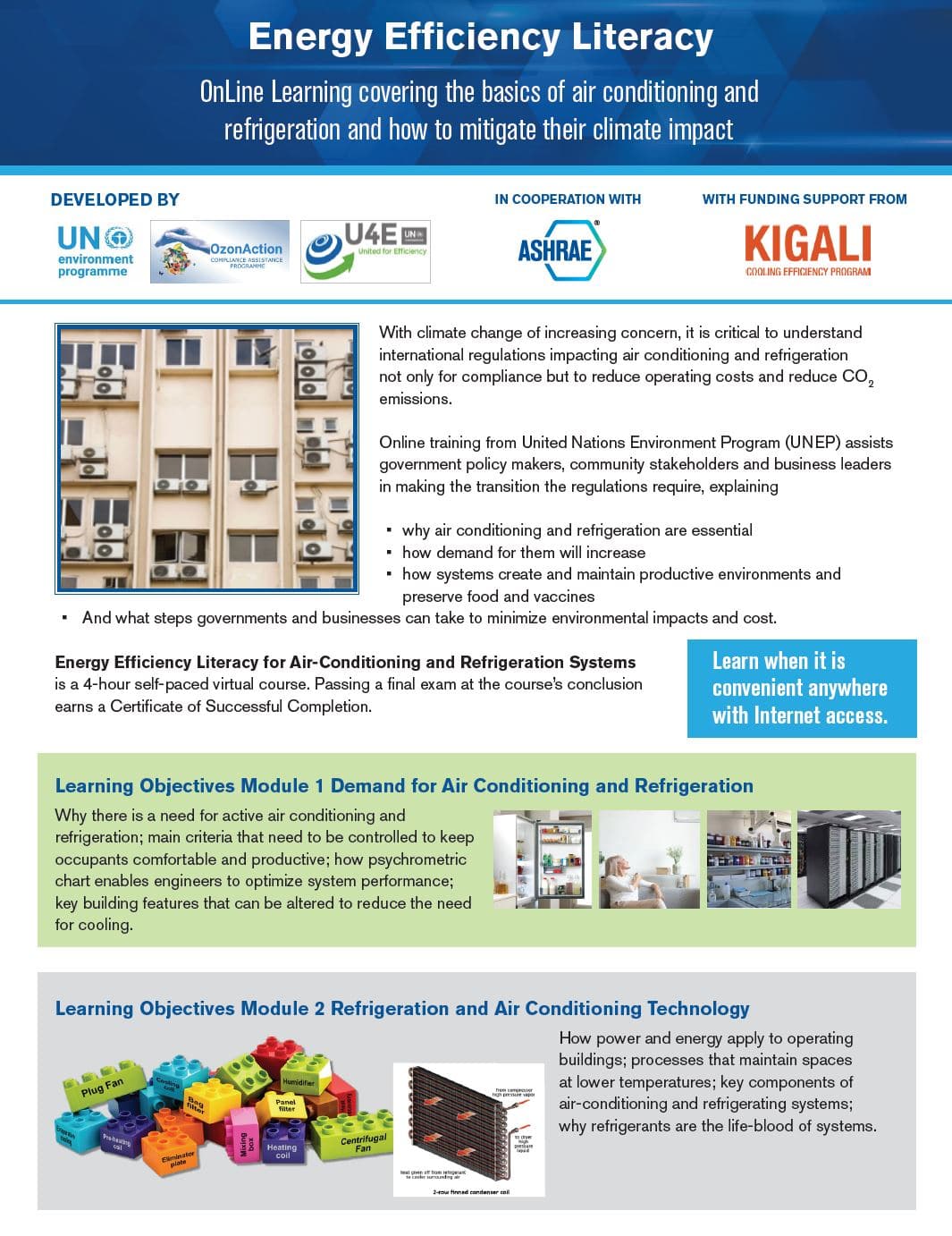 E-learning Course on Energy-Efficient Refrigerators and Air Conditioners flyer cover