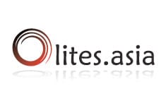 Logo for lites.asia featuring a stylized red and black circular swirl to the left of the text lites.asia in lowercase black letters on a white background.