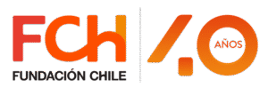 Logo with FCh FUNDACIÓN CHILE on the left and 40 AÑOS on the right in orange gradient text, celebrating Fundación Chiles 40th anniversary.